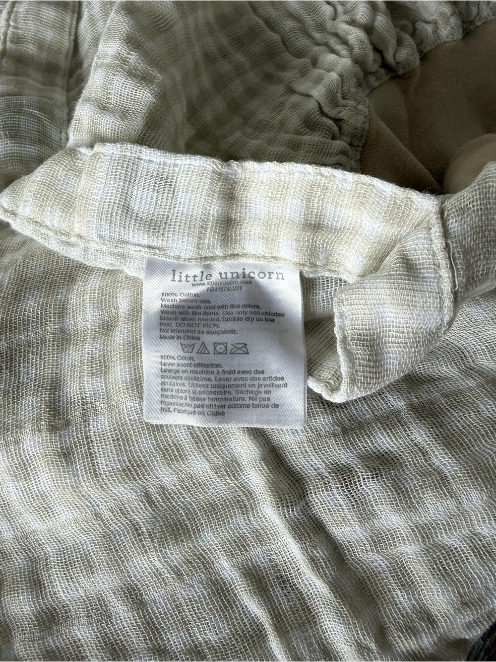 Tan Gingham Baby Car Seat Canopy - Soft Muslin Cover